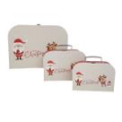 Kit 3 caixa de papel papai noel rena colorido florarte