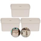 Kit 3 Caixa Grande 32l Ou Cube Organizadora Empilhável Bege