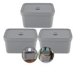Kit 3 Caixa Grande 32l Ou Cube Organizadora Empilhável Chumbo Kit 3 Caixa Grande 32l Ou Cube Organizadora Empilhável Chumbo