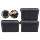 Kit 3 Caixa Grande 32l Ou Cube Organizadora Empilhável Preto