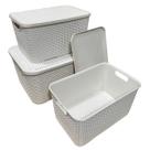 Kit 3 Caixa Organizadora Cesto com tampa grande Caixas Rattan 7L - 15L Kit 3 Caixa Organizadora Cesto com tampa grande Caixas Rattan 7L - 15L