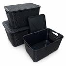 Kit 3 Caixa Organizadora Cesto com tampa grande Caixas Rattan 7L - 15L Kit 3 Caixa Organizadora Cesto com tampa grande Caixas Rattan 7L - 15L