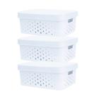 kit 3 caixa organizadora cesto multiuso branco 6 litros qualidade resistente com tampa