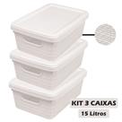 Kit 3 Caixa Organizadora Com Tampa Multiuso 15 Litros Reforçada Jaguar Banheiro Geladeira Armario Cozinha