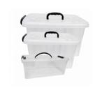 Kit 3 Caixa Organizadora Container 20, 38, 77l Com Rodinhas