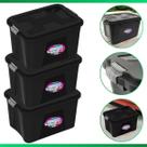 Kit 3 Caixa Organizadora Container 56 L C/ Tampa e Trava Preta Kit 3 Caixa Organizadora Container 56 L C/ Tampa e Trava Preta