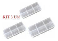 kit 3 Caixa Organizadora Plástico Transparente 6 Divisórias