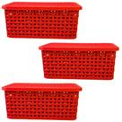 Kit 3 Caixa Organizadora Rattan com Tampa 4,2L Para Guarda-Roupa, Banheiro, Cozinha, Escritório, Maquiagem, Temperos