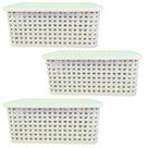 Kit 3 Caixa Organizadora Rattan com Tampa 4,2L Para Guarda-Roupa, Banheiro, Cozinha, Escritório, Maquiagem, Temperos