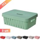 Kit 3 Caixa Organizadora Trama Rattan 11L Usual Utilid.