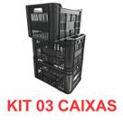 Kit 3 Caixa Plástica Grande Reforçada Sacolão Mercado Kit 3 Caixa Plástica Grande Reforçada Sacolão Mercado