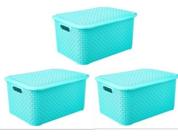 Kit 3 Caixa Rattan 25l Cesto Organizador C/ Tampa Premium