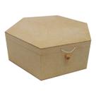 Kit 3 Caixa Sextavada Tampa Dobradiça e Fecho Com Elastico 36x31x12 Mdf 6mm Madeira