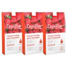 Kit 3 Caixas Folhas Prontas Cera Depilatória Depilação Corporal Depilflax Morango