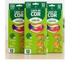 Kit 3 Caixas Lápis de Cor 12 Cores Leo e Leo Sextavado Ponta Resistente