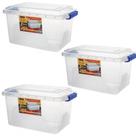 Kit 3 Caixas Organizadora Alta Transparente 8L Tampa e Trava