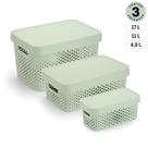 Kit 3 Caixas Organizadoras 17L 11L 4,5L Plásticas Coloridas Linha Circolare Empilháveis com Tampas
