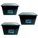 Kit 3 Caixas Organizadoras 56 Litros C/ Tampa e Trava Preta 25793PM Arqplast Kit 3 Caixas Organizadoras 56 Litros C/ Tampa e Trava Preta 25793PM Arqplast