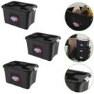 Kit 3 Caixas Organizadoras 56 Litros Com Travas Cor Preta