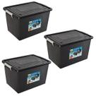 Kit 3 Caixas Organizadoras 56 Litros Tampa E Trava Preta Kit 3 Caixas Organizadoras 56 Litros Tampa E Trava Preta