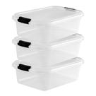 Kit 3 Caixas Organizadoras 6 L Plastico Armario Casa Lavanderia Alimento Bpa Tampa c/ Trava