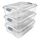 Kit 3 Caixas Organizadoras 6 Lts Tampa Com Trava Empilhável
