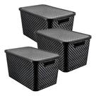 Kit 3 Caixas Organizadoras 7/15/20 Litros Rattan Preta Arqplast