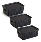 Kit 3 Caixas Organizadoras Com Tampa Média 4,5 Litros Rattan
