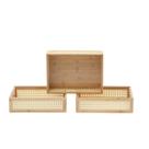 Kit 3 caixas organizadoras empilháveis de bambu e palhinha 32cm - Oikos