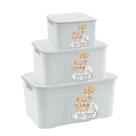 Kit 3 Caixas Organizadoras Infantil Rattan Com Tampa Para Brinquedos Fraldas de Bebê 3,5/ 7/ 18 L