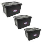 Kit 3 Caixas Organizadoras Multiuso C/ Trava 20L, 30L e 56L