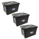 Kit 3 Caixas Organizadoras Multiuso Empilháveis C/ Tampa 30L