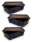 Kit 3 Caixas Organizadoras Premium 29L Multiuso C/ Rodinhas -