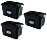 Kit 3 Caixas Organizadoras Preta 56 L Com Travas Pp Uninjet Kit 3 Caixas Organizadoras Preta 56 L Com Travas Pp Uninjet