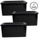 Kit 3 Caixas Organizadoras Rattan 7 Litros Preto