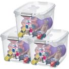 Kit 3 Caixas Organizadoras Transparente Tampa Com Travas 29L