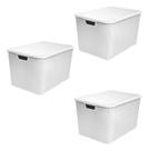 Kit 3 Caixas Rattan Organizadora 70 Litros Grande Com Tampa