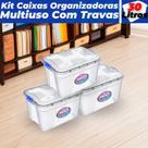 kit 3 Caixas Transparente Organizadoras 30 Litros Uninjet Multiuso Com Travas