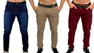 Kit 3 calça jeans masculina slim caqui bordô skinny lançamento eporium black