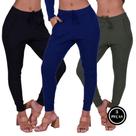 Kit 3 Calça Jogger Canelada Feminina Confi - c12 KIT 3 VERA PRETA AZUL VERDE