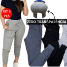 Kit 3 Calça Jogger Ribana Feminina Cintura Alta Tipo Calca Moletom Inverno Academia Feminino