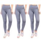 Kit 3 Calça Legging Leg Feminina Academia Lisa Preta Cinza Cós alto Empina Bumbum Sem transparencia