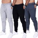 Kit 3 Calça Moletom Com Bolso Jogger Slim Masculina Adulto
