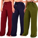 Kit 3 Calça Pantalona Feminina Cintura Alta Tendência Larga Altíssima Qualidade