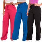 Kit 3 Calça Pantalona Feminina Cintura Alta Tendência Larga Altíssima Qualidade Kit 3 Calça Pantalona Feminina Cintura Alta Tendência Larga Altíssima Qualidade