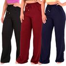 Kit 3 Calça Pantalona Feminina Cintura Alta Tendência Larga Altíssima Qualidade Kit 3 Calça Pantalona Feminina Cintura Alta Tendência Larga Altíssima Qualidade