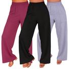 Kit 3 Calça Pantalona Wide Leg com Bolso de Moletinho - c9 KIT 3 WIDE LEG PRETO CINZA VINHO