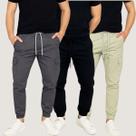 Kit 3 Calças Cargo Jogger Masculina Cordão Streetwear Punho