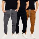 Kit 3 Calças Cargo Jogger Masculina Cordão Streetwear Punho