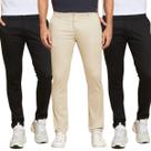 Kit 3 Calças de Sarja Chino Com Bolso Traseiro Embutido Alfaiataria